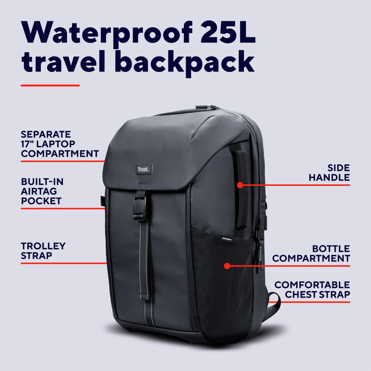 Trust JERSEY 17" travel backpack for notebooks