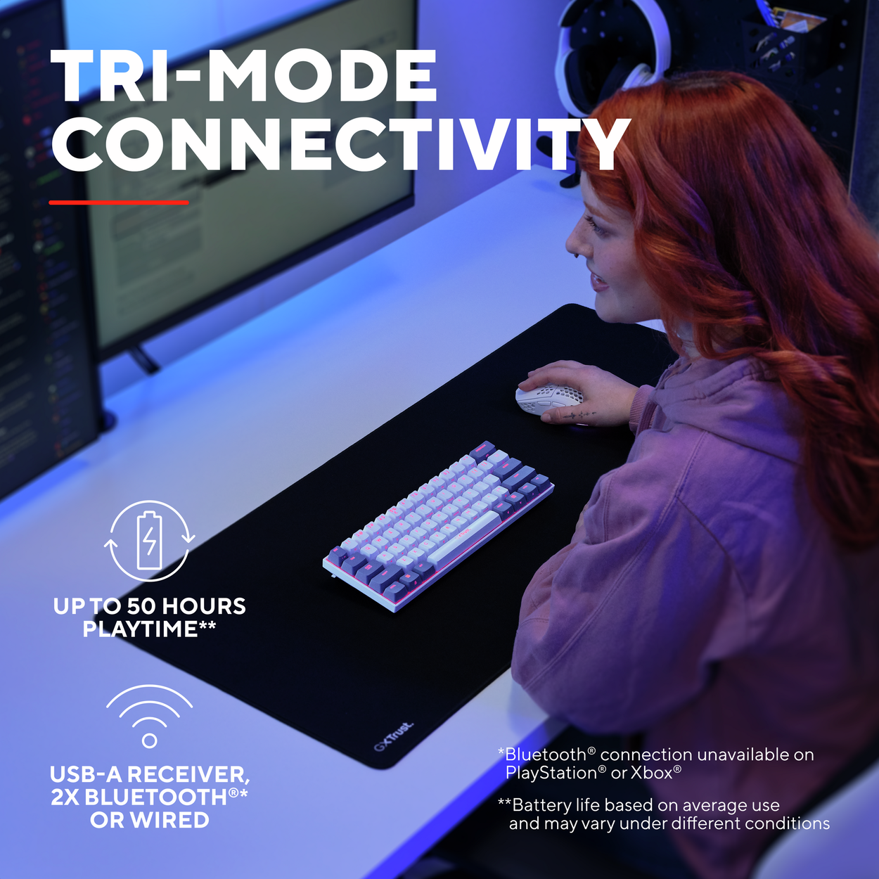 Trust GXT873 ACIRA 60% Mini Tri-mode Wireless Mechanical Gaming Keyboard - US