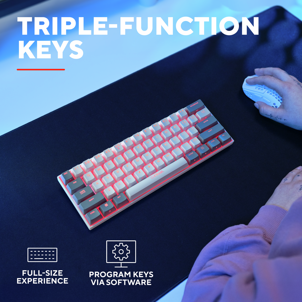 Trust GXT873 ACIRA 60% Mini Tri-mode Wireless Mechanical Gaming Keyboard - US
