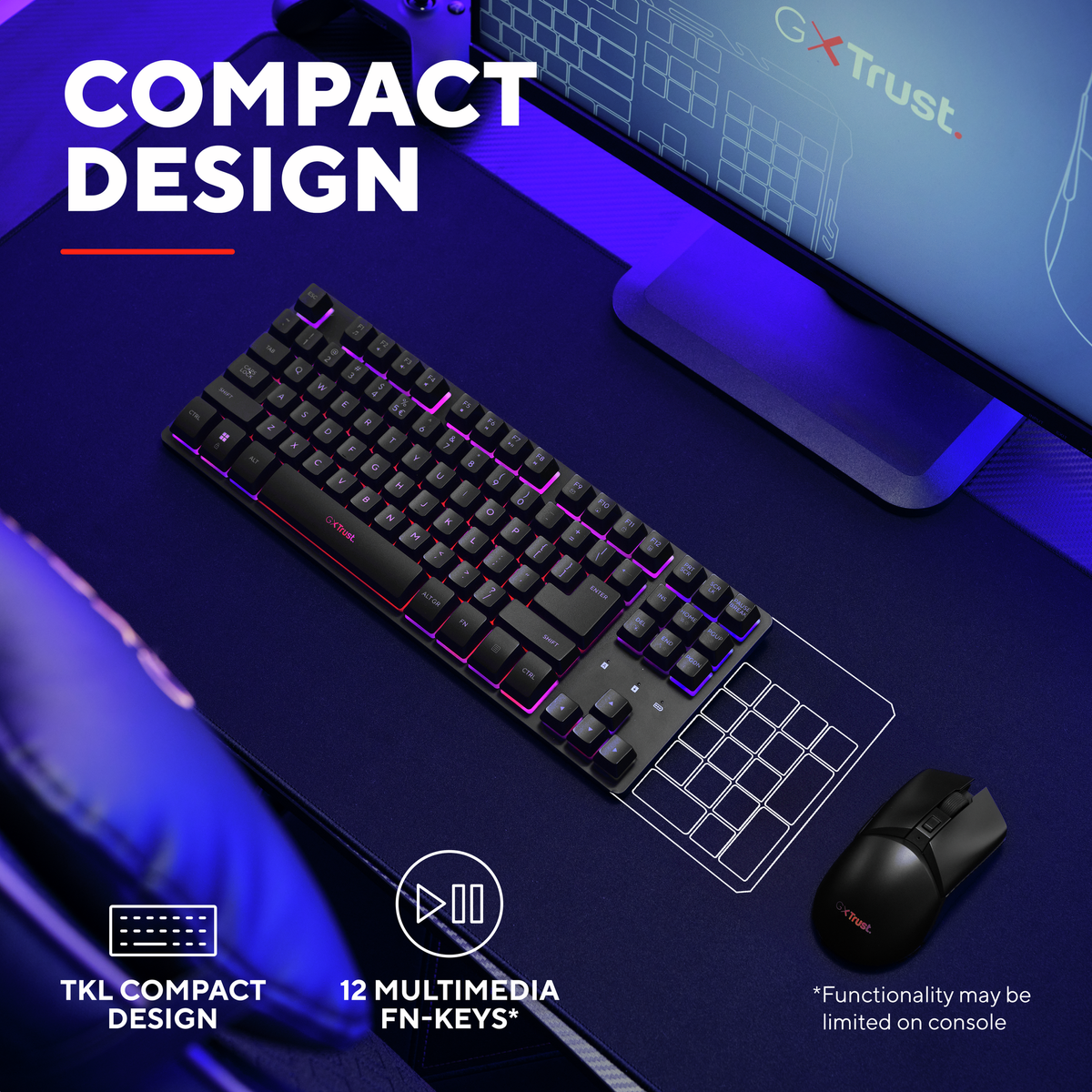 Trust GXT831 THADO TKL wireless gaming keyboard - US