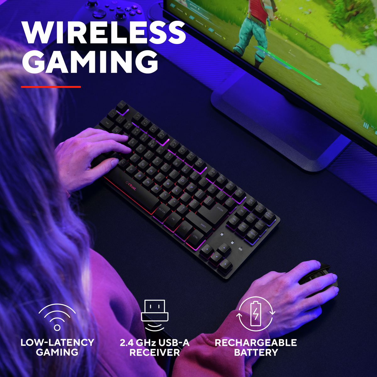 Trust GXT831 THADO TKL wireless gaming keyboard - US