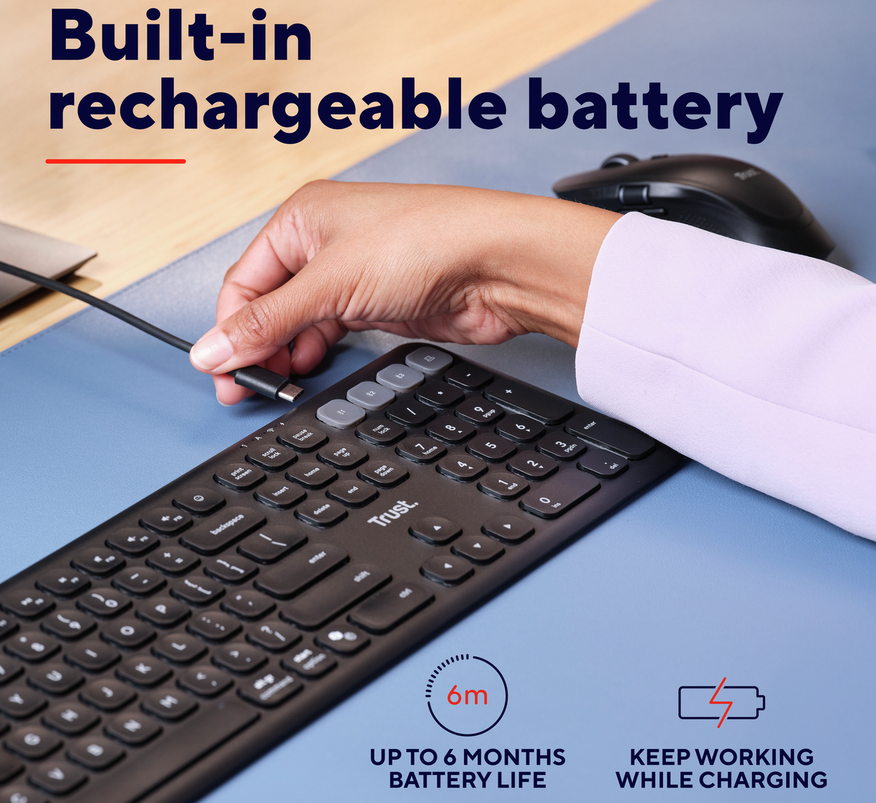 Trust VAIYA Multidevice Rechargeable Keyboard - US