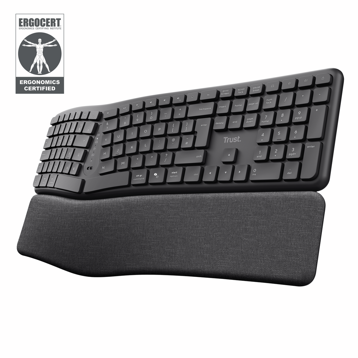 Klávesnice Trust KEYRA Ergonomic Multi-device Wireless