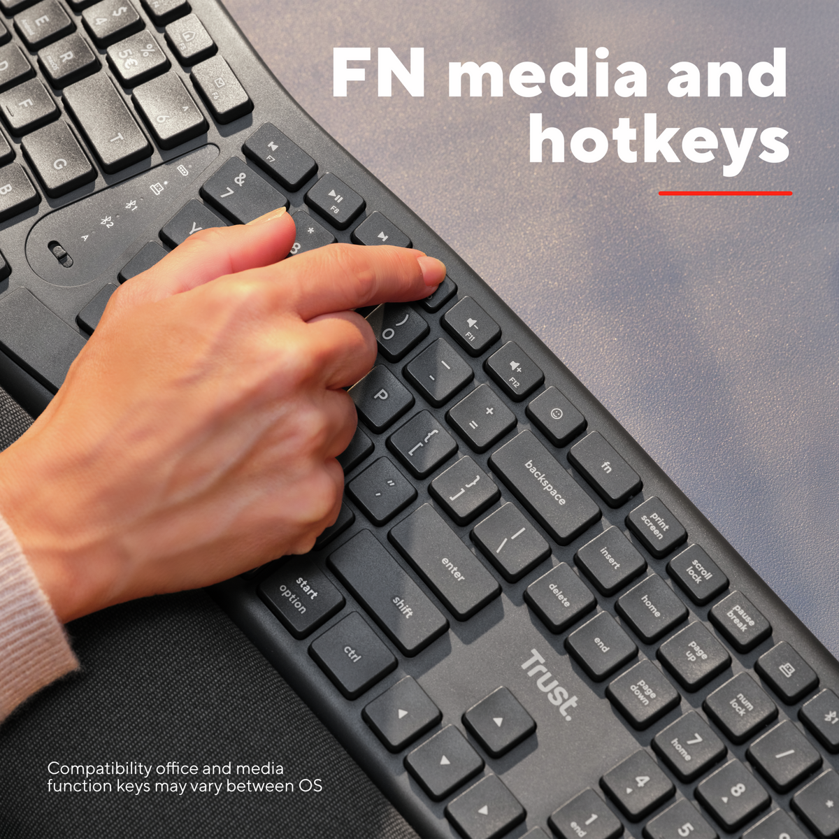Klávesnice Trust KEYRA Ergonomic Multi-device Wireless