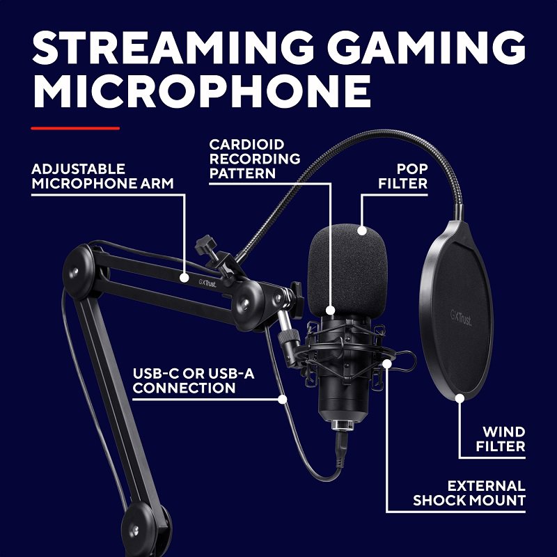 Trust GXT270 EMITA II+ Streaming Desk Arm Microphone