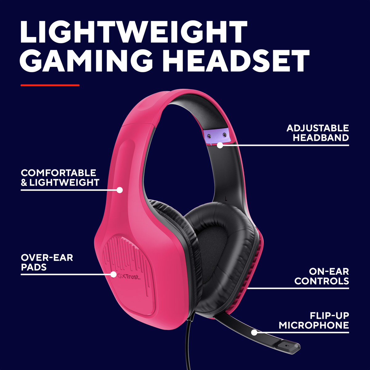 Trust GXT415P ZIROX HEADSET - pink