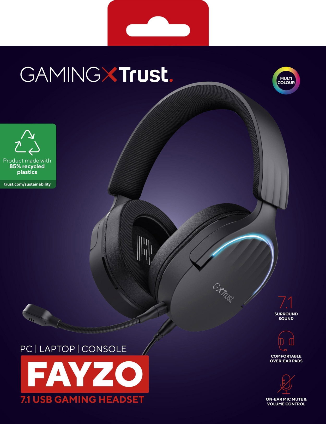 Gaming-Headset Trust GXT 490 Fayzo 7.1 USB Headset Black - schwarz