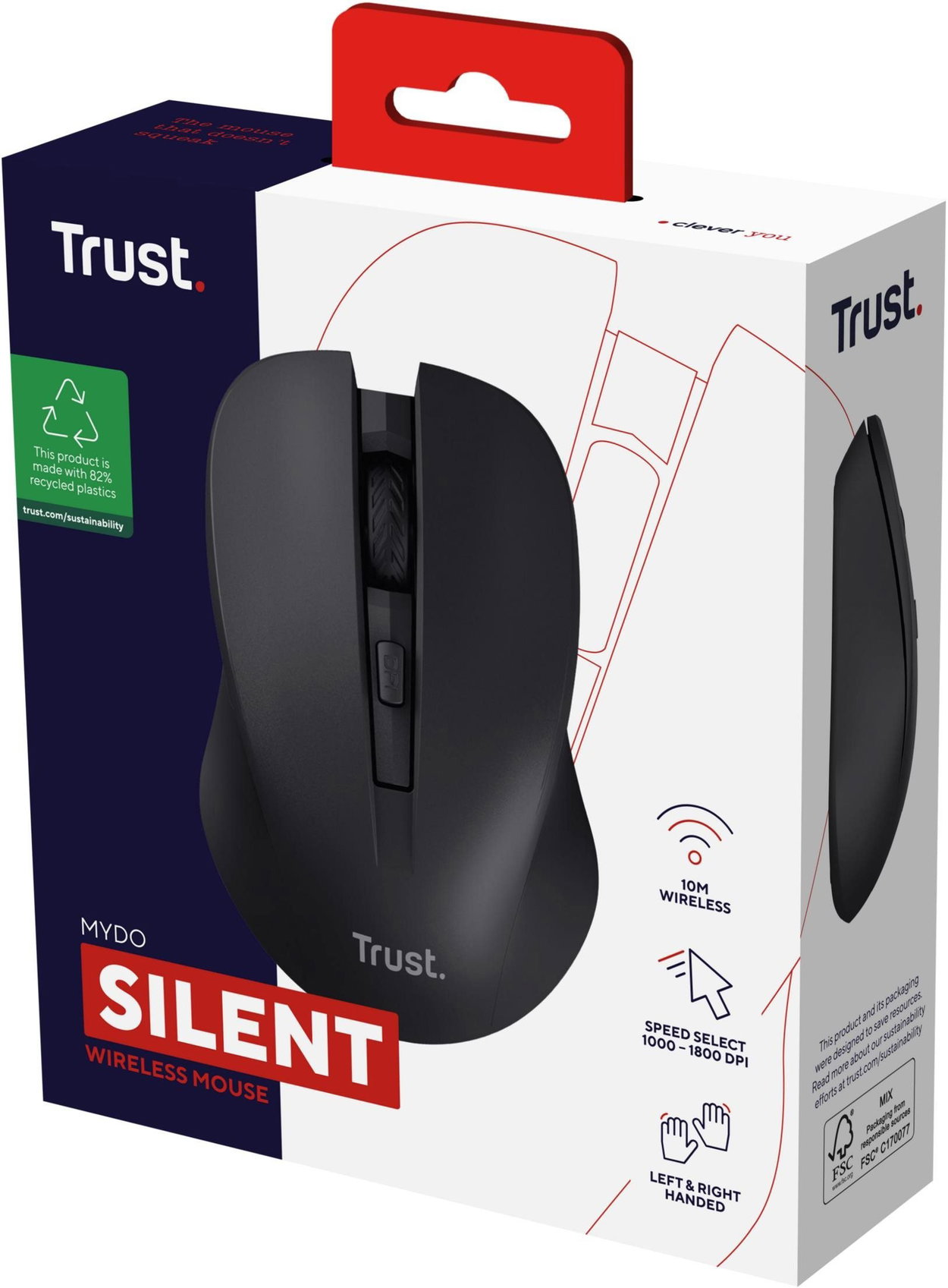 Trust MYDO Silent Wireless Mouse Black egér - fekete