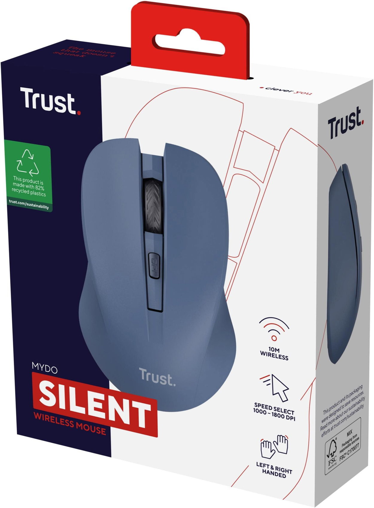 Trust MYDO Silent Wireless Mouse Blue egér - kék