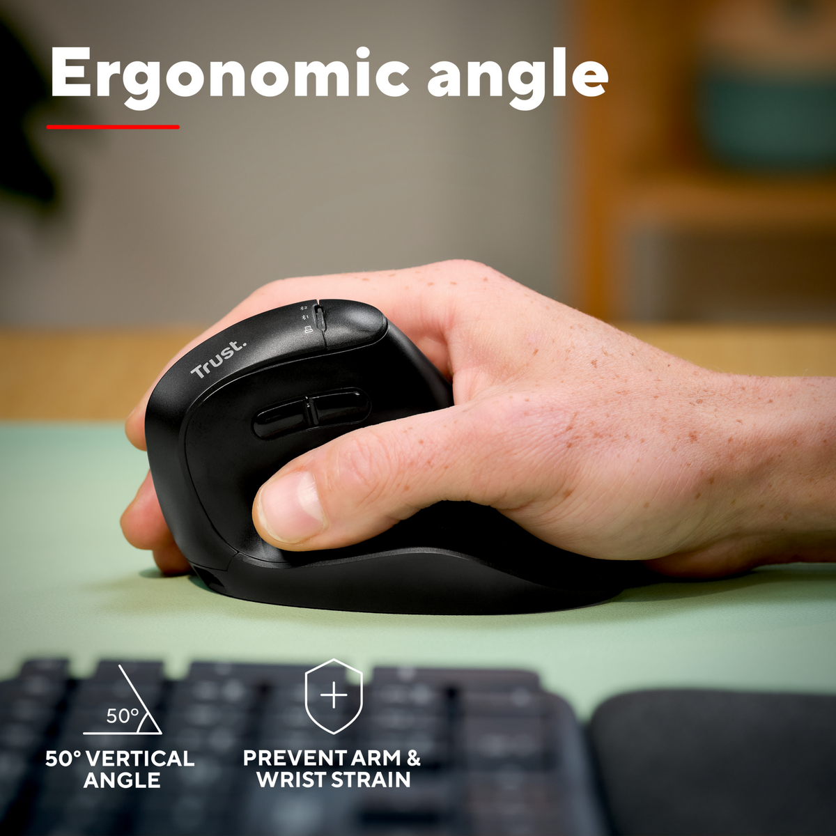 Trust VYRAN Ergonomic Multi-Wireless Hyperscroll Mouse Black