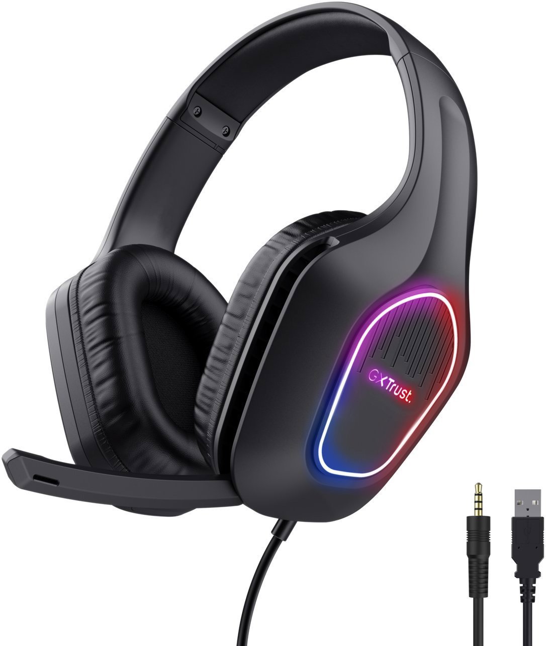 Herné slúchadlá Trust GXT416 ZIROX LED Headset Black - čierna