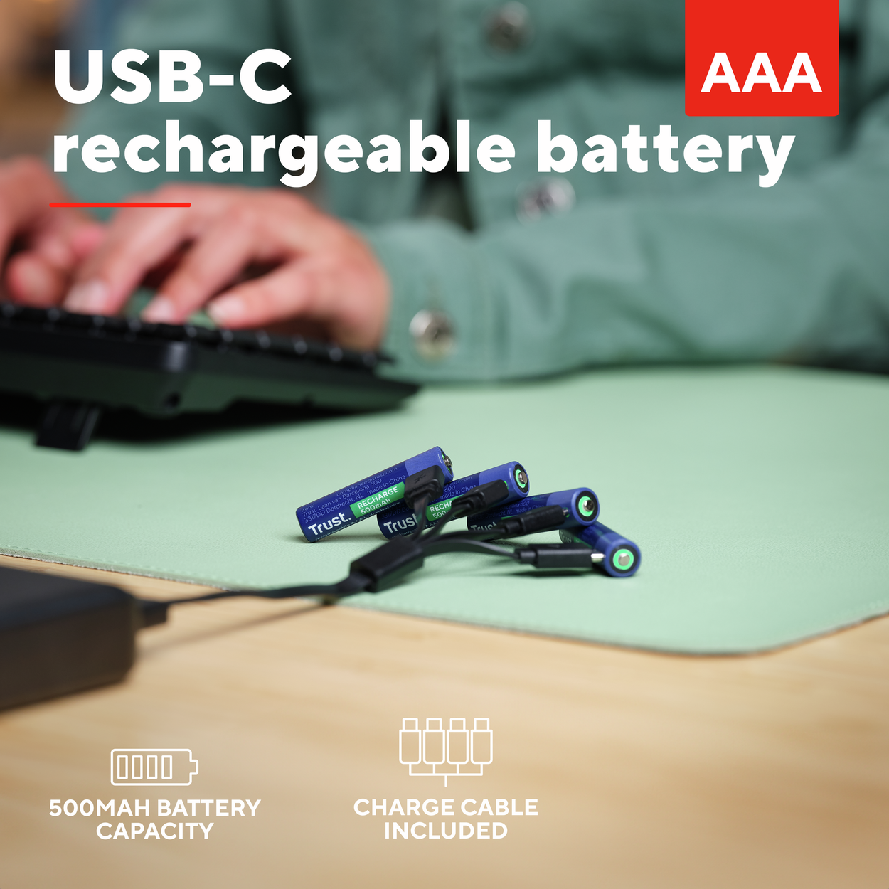 Trust USB-C Rechargeable Batteries 4P - AAA