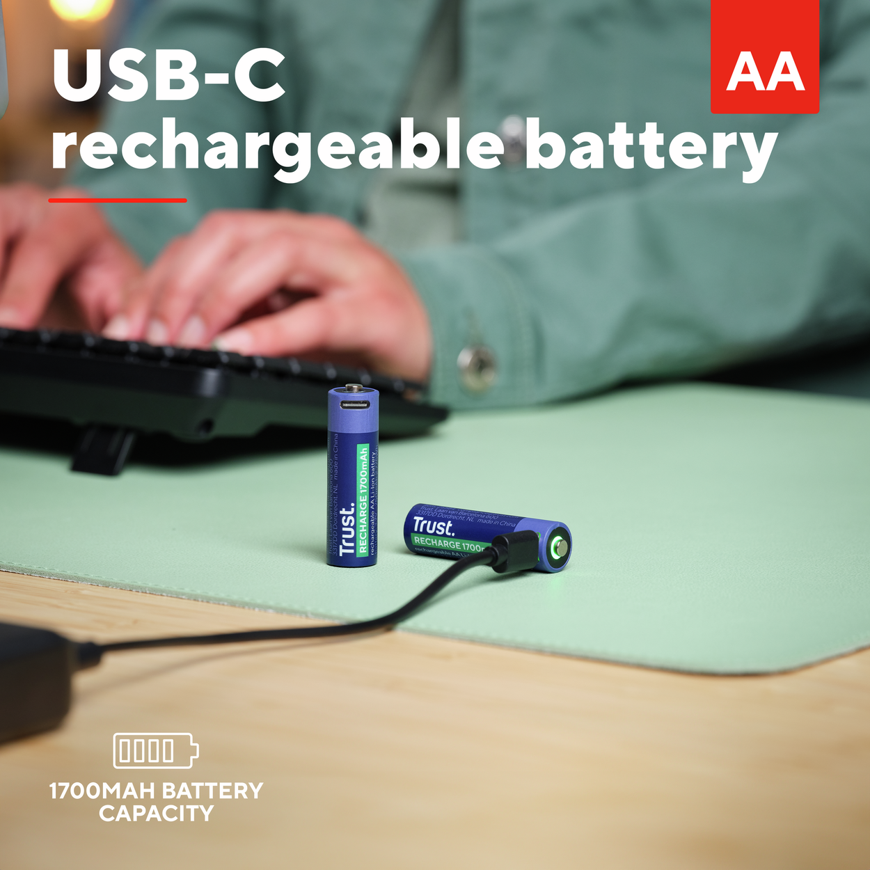 Trust USB-C Rechargeable Batteries 2P - AA