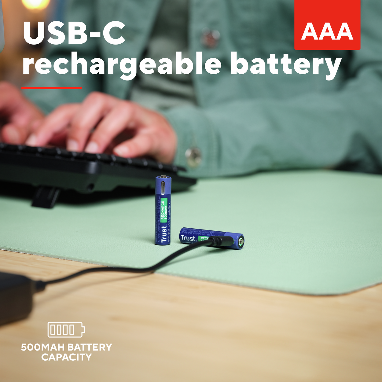 Trust USB-C Rechargeable Batteries 2P - AAA