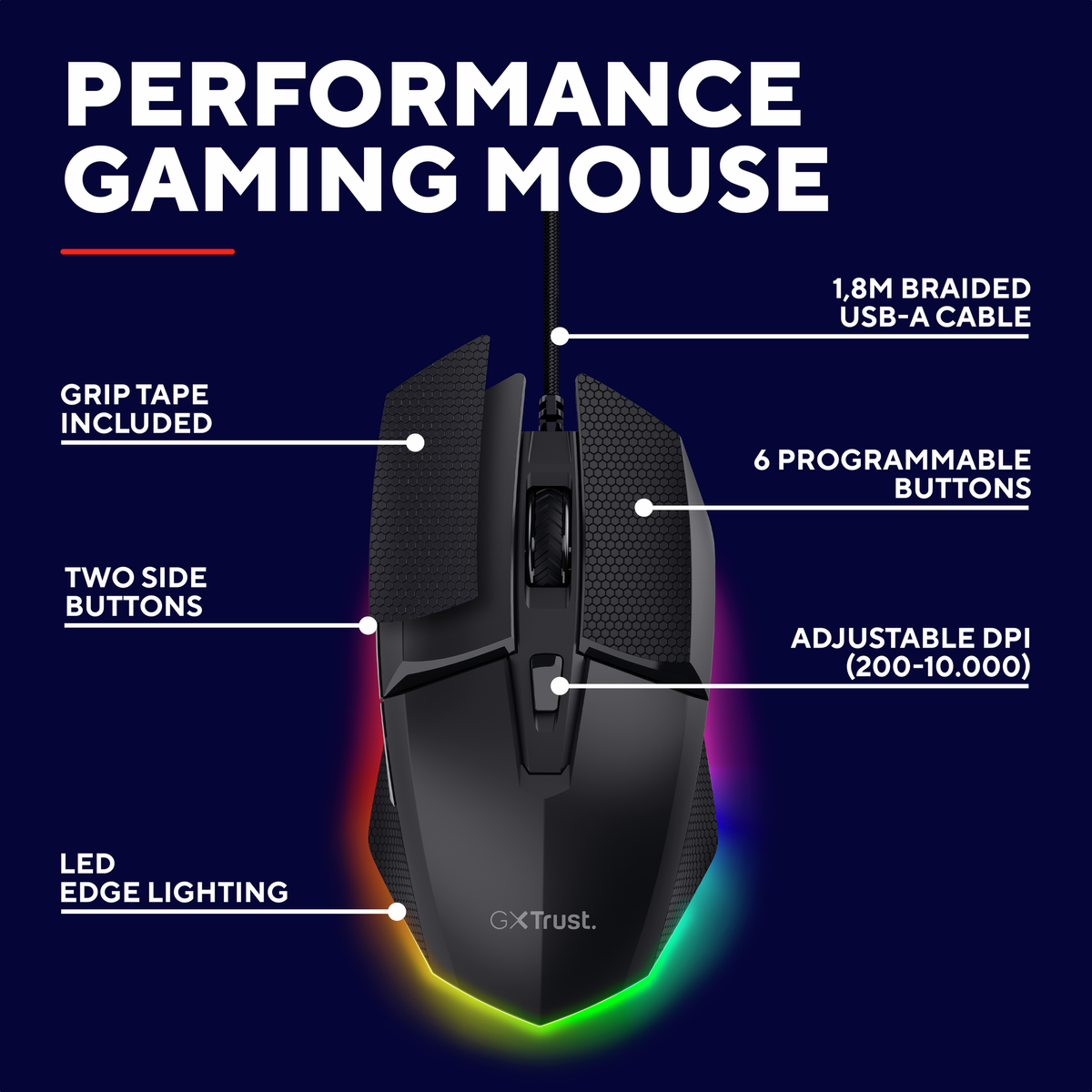 Trust GXT121 FELOX+ Illuminated gaming mouse