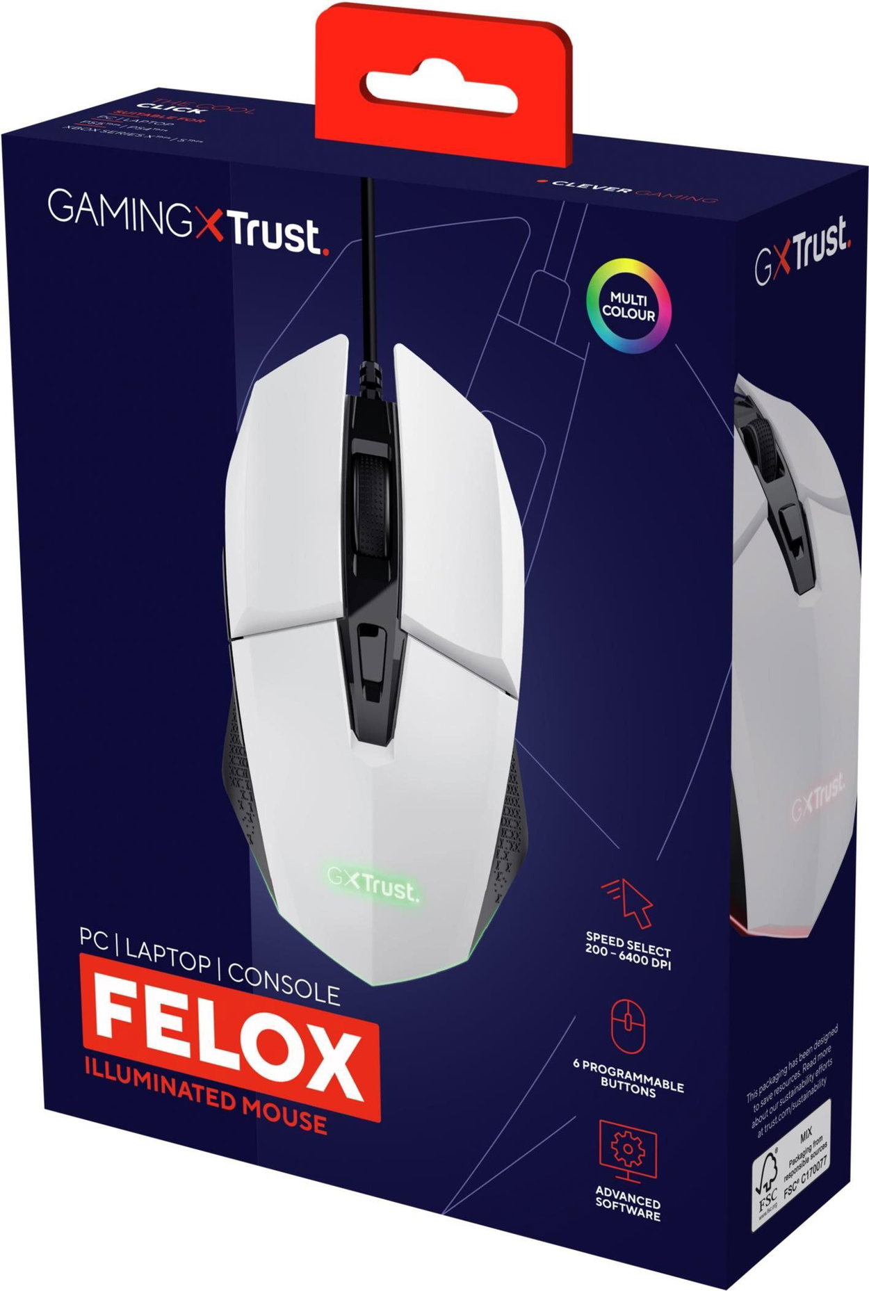 Trust GXT109W FELOX Gaming Mouse - white