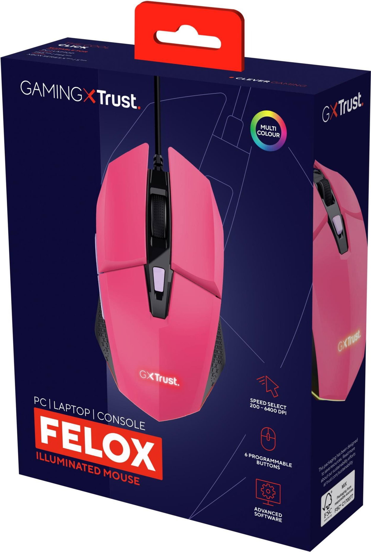 Trust GXT109P FELOX gaming mouse Pink - pink