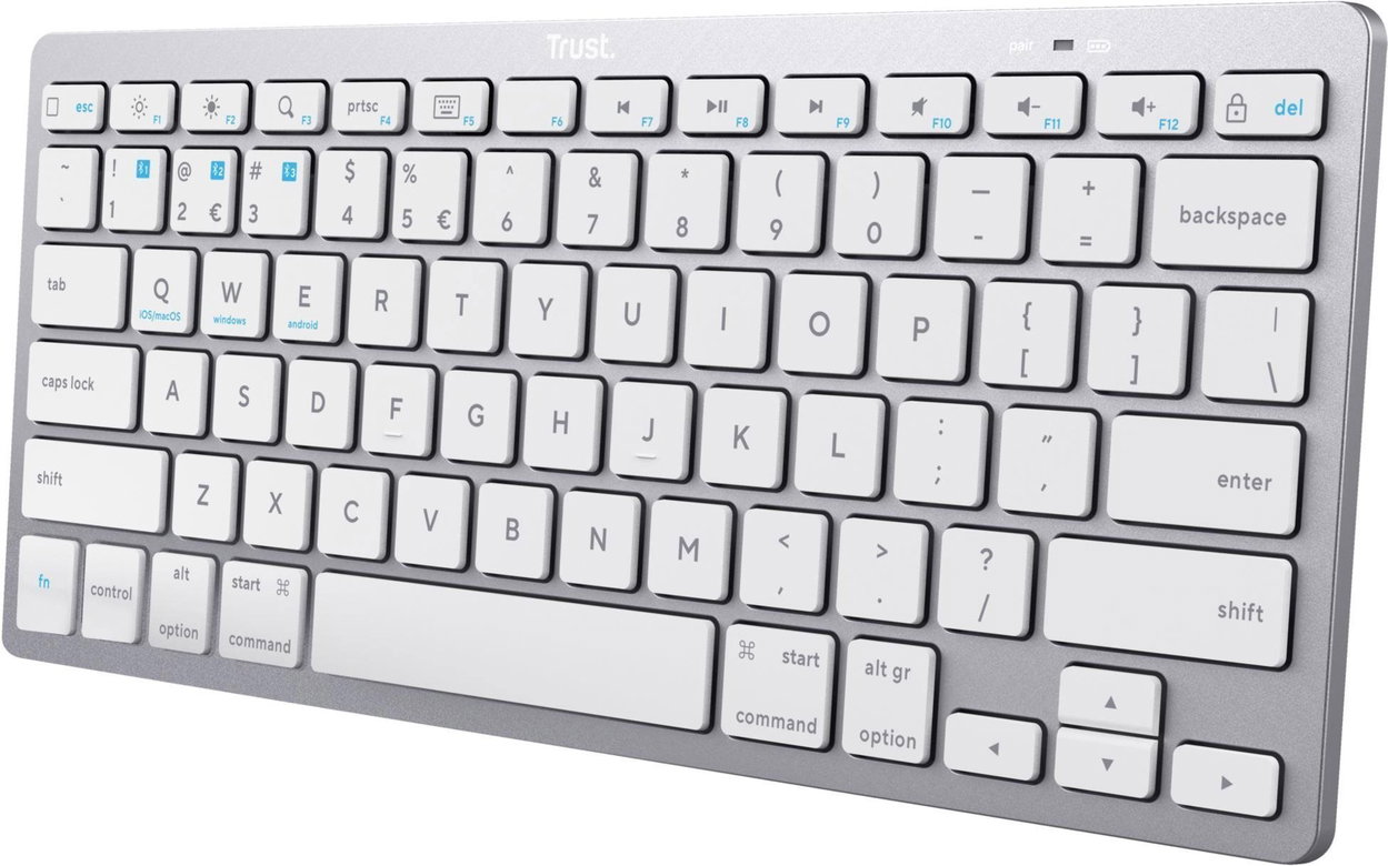 Klávesnice Trust BASICS Bluetooth Keyboard CZ/SK White-Silver - bílá/stříbrná