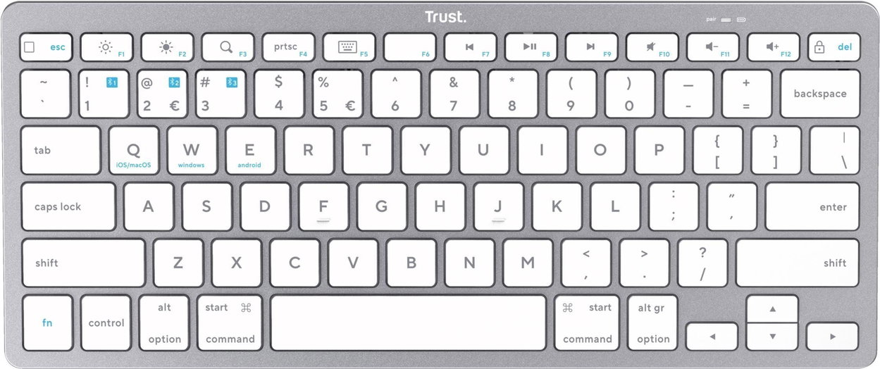 Trust BASICS Bluetooth Keyboard CZ/SK White-Silver - white/silver
