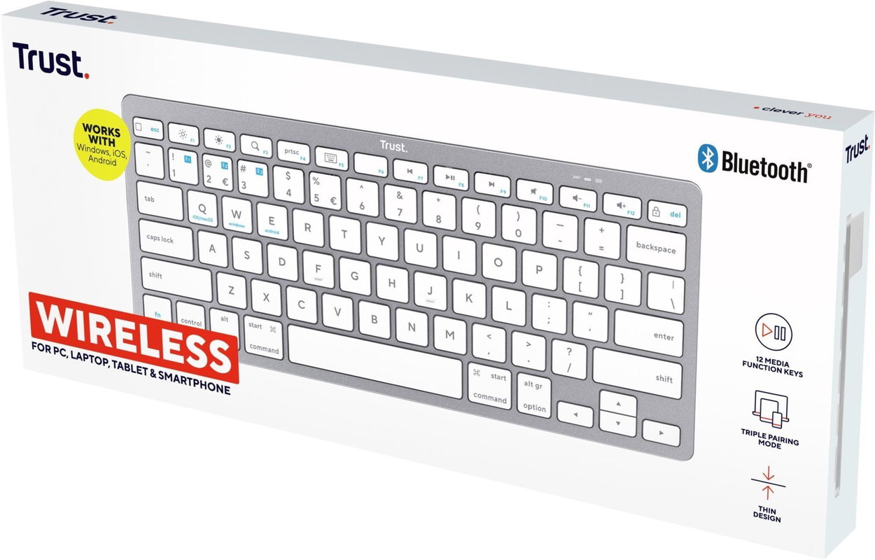 Trust BASICS Bluetooth Keyboard CZ/SK White-Silver - white/silver