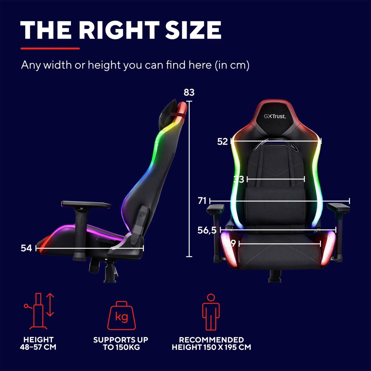 Trust GXT719 RUYA RGB Gaming Chair Black - fekete