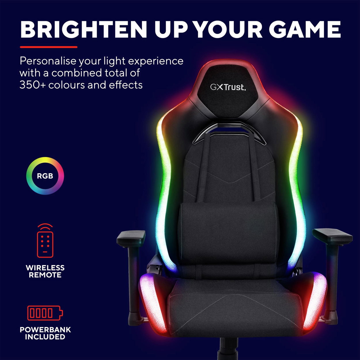 Trust GXT719 RUYA RGB Gaming Chair Black - fekete