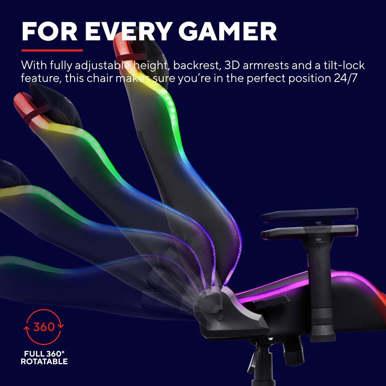 Trust GXT719 RUYA RGB Gaming Chair Black - fekete