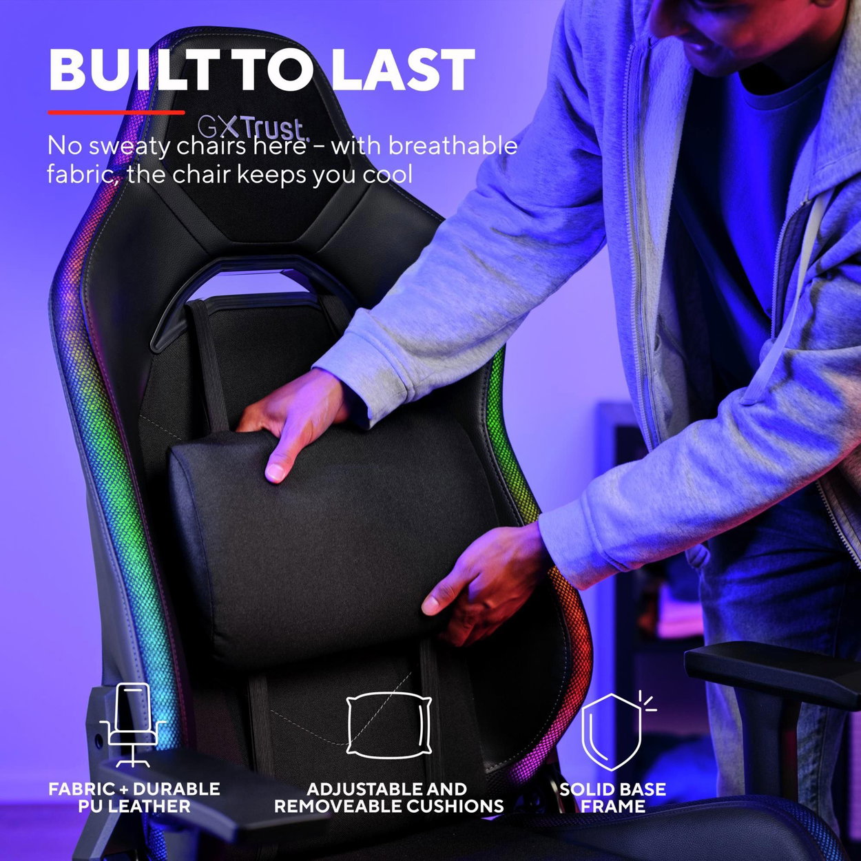 Trust GXT719 RUYA RGB Gaming Chair Black - fekete