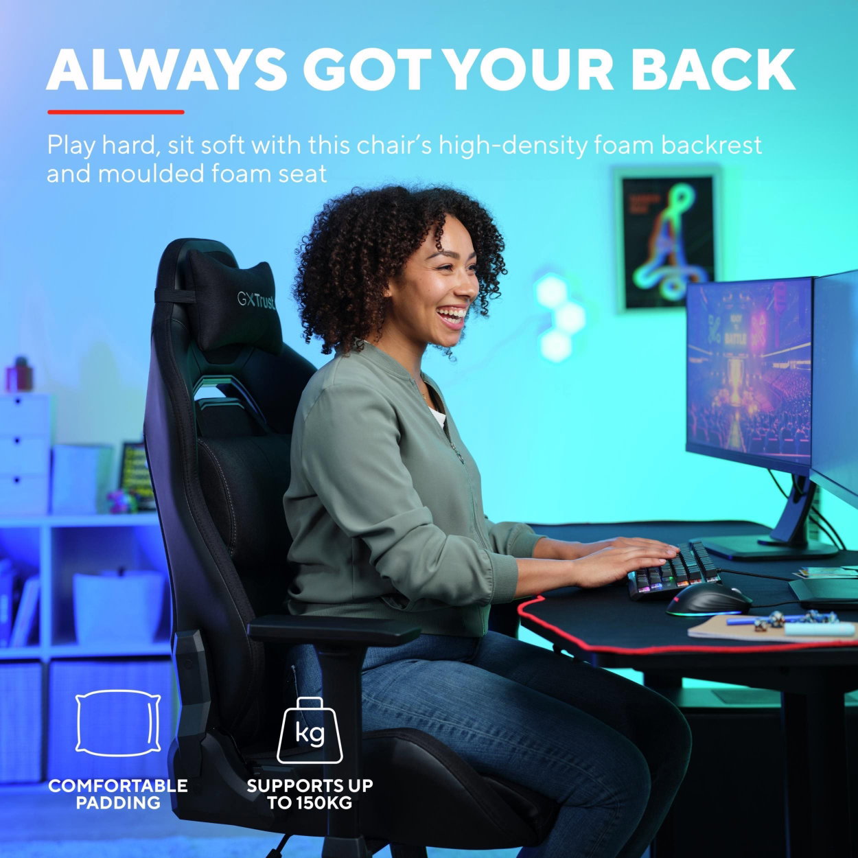 Trust GXT714 RUYA Gaming Chair Black - fekete
