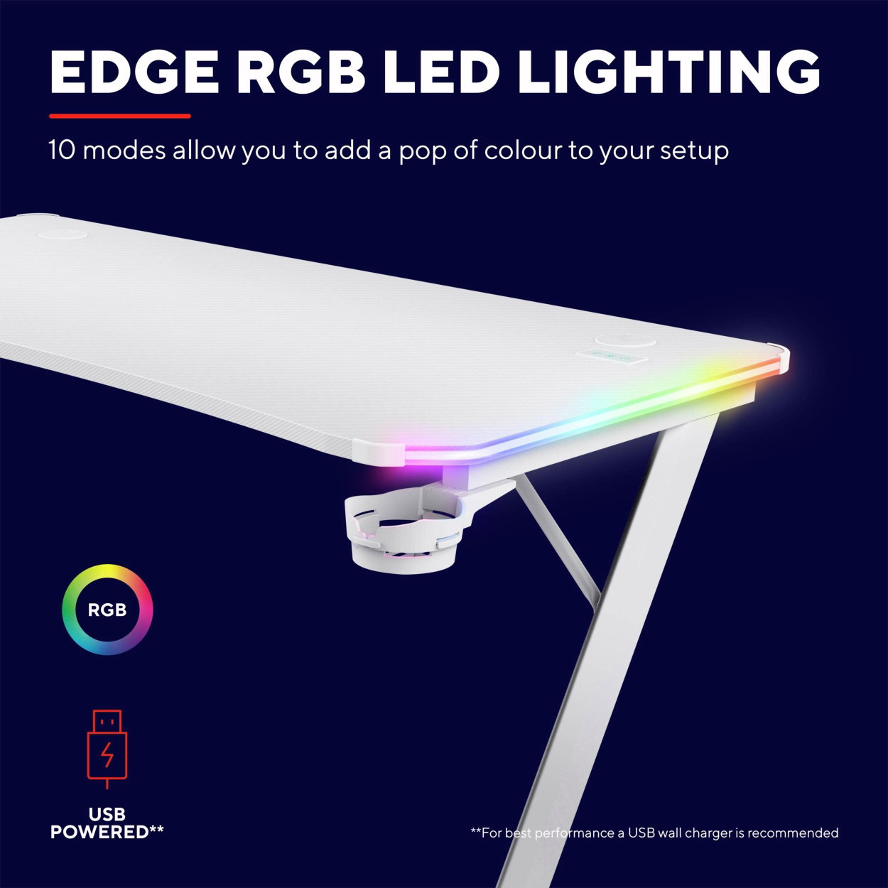 Trust GXT709W Luminus RGB, fehér
