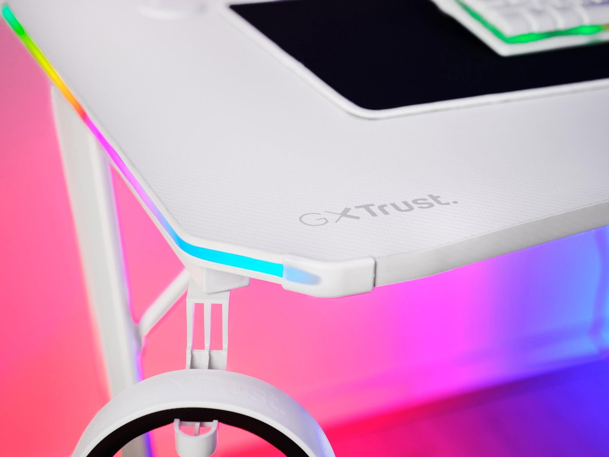 Trust GXT709W Luminus RGB gaming desk, white