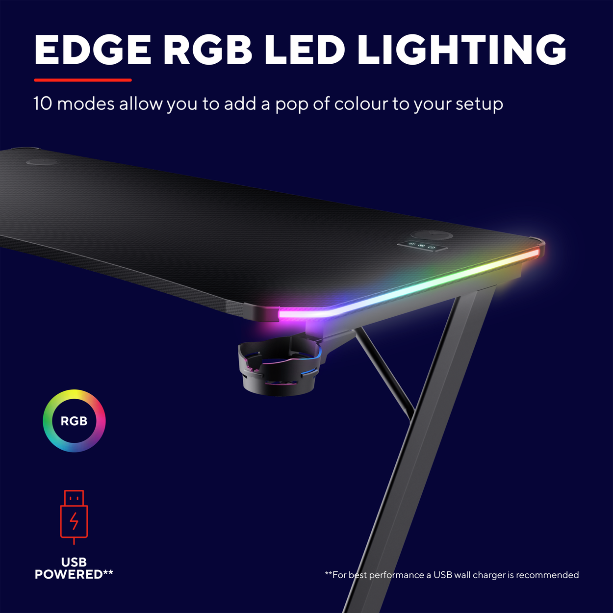 Trust GXT709 Luminus RGB gaming desk