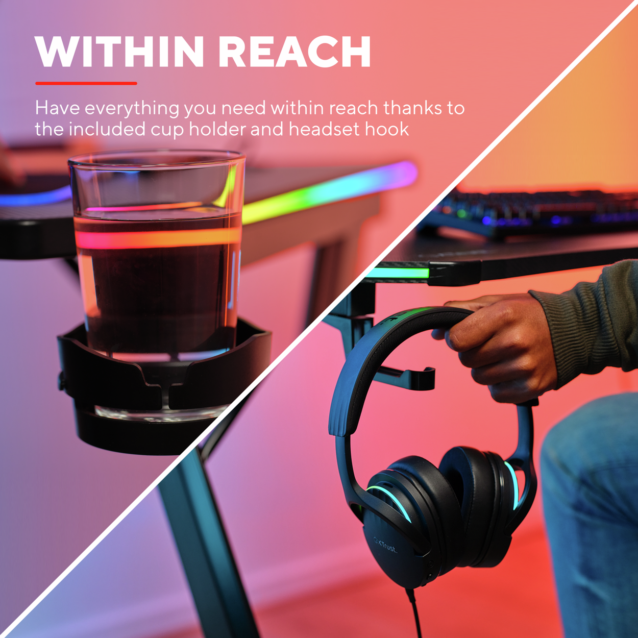 Trust GXT709 Luminus RGB gaming desk
