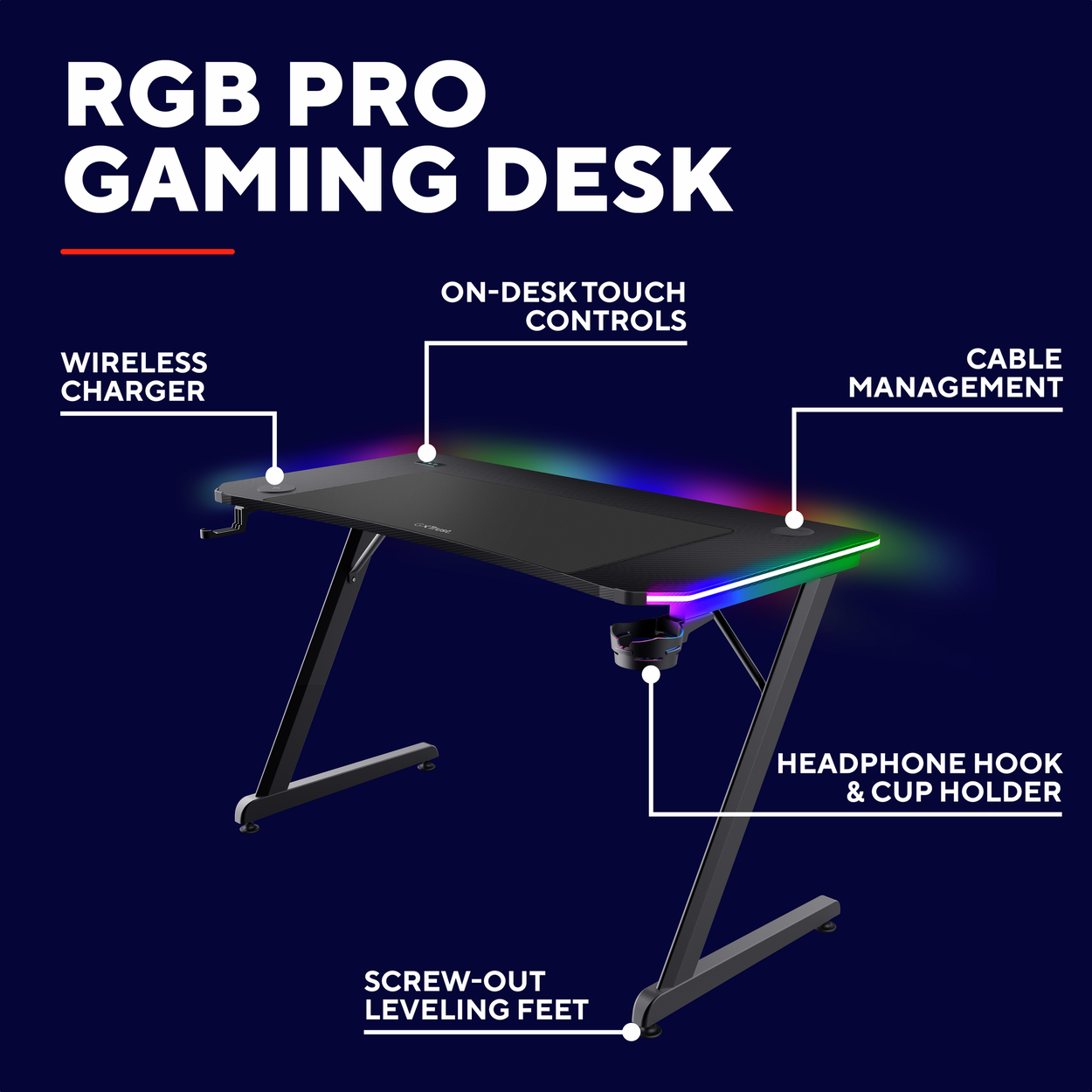 TRUST GXT710 Luminus Pro RGB gaming desk