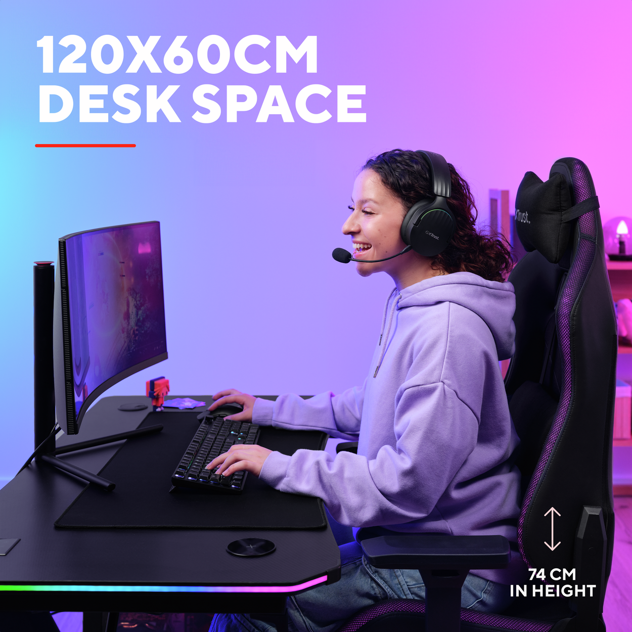 TRUST GXT710 Luminus Pro RGB gaming desk