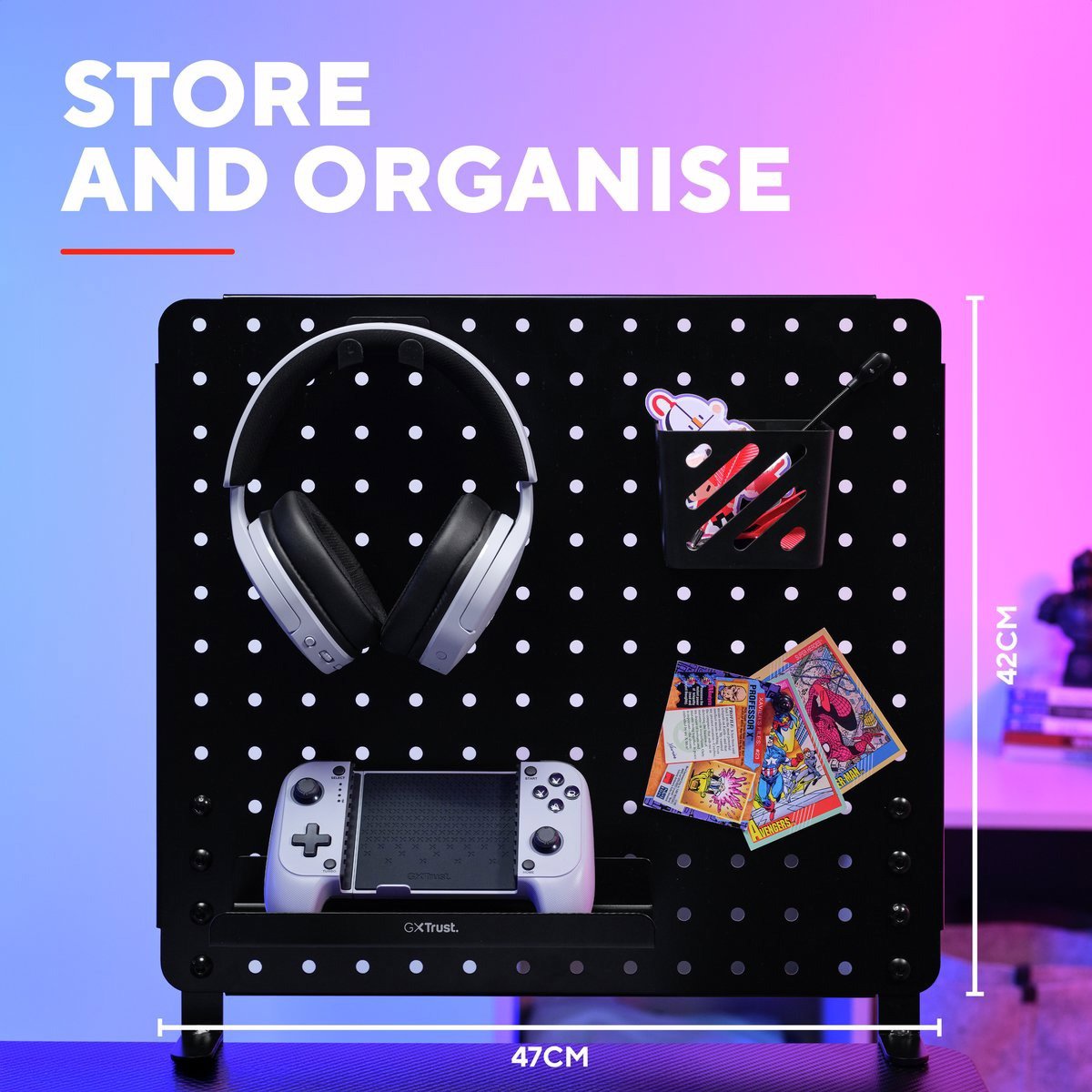 Metal Pegboard Desk Organiser