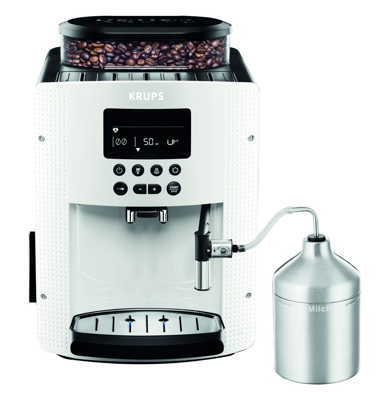 Automatický kávovar Krups Pisa White + XS6000 Autocappuccino EA816170