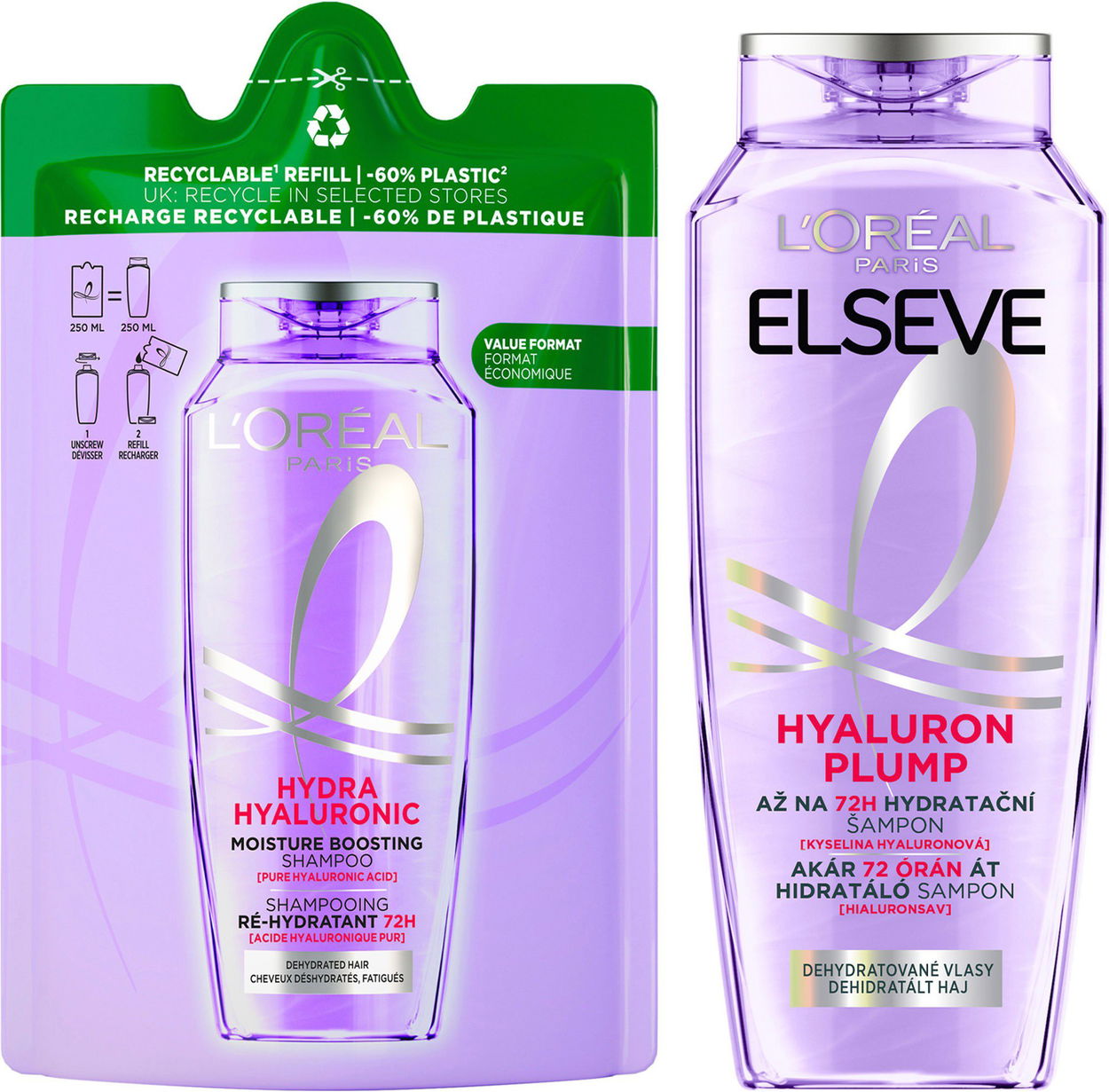 Súprava vlasovej kozmetiky L' ORÉAL PARIS Elseve Hyaluron Plump Set 500 ml