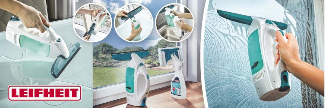 Vysávač na okná LEIFHEIT Window Cleaner s mopom a 43 cm tyčou + Sacia hubica 17 cm-čierna