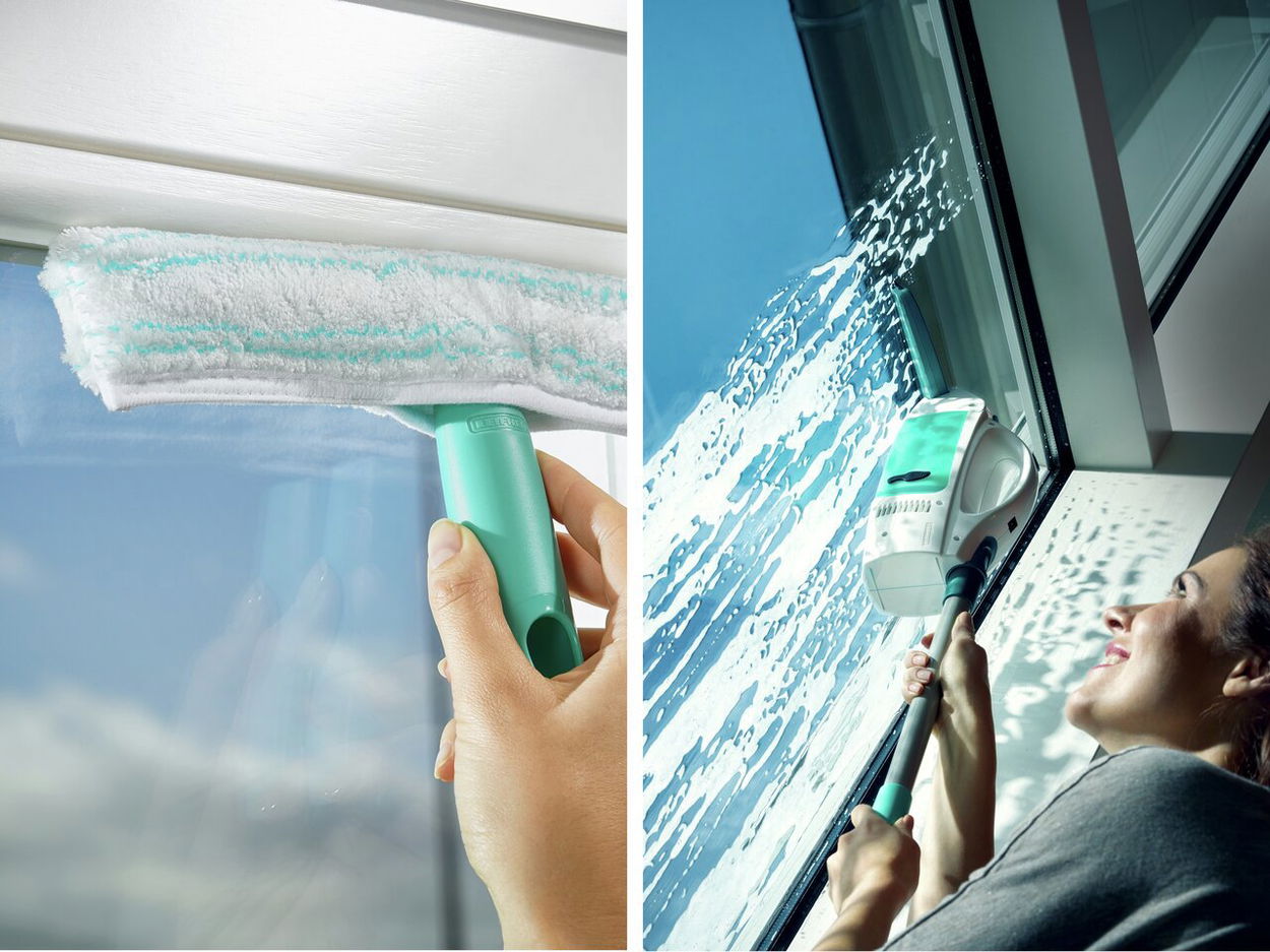 Vysávač na okná LEIFHEIT Window Cleaner s mopom a 43 cm tyčou + Sacia hubica 17 cm-čierna
