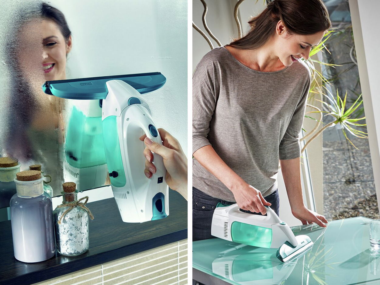 Vysávač na okná LEIFHEIT Window Cleaner s mopom a 43 cm tyčou + Sacia hubica 17 cm-čierna