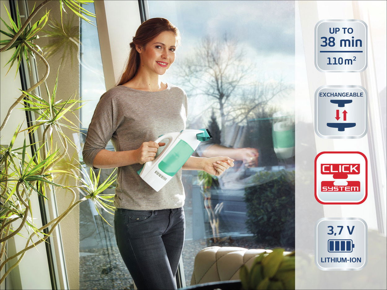 Vysávač na okná LEIFHEIT Window Cleaner s mopom a 43 cm tyčou + Sacia hubica 17 cm-čierna