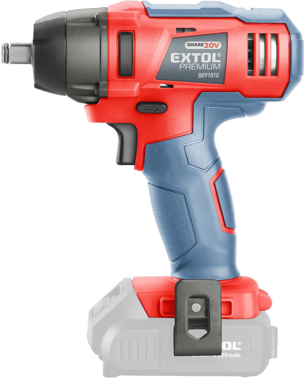 EXTOL PREMIUM utahovák rázový 1/2' aku SHARE20V, 180Nm, 20V Li-ion, bez baterie a nabíječky, 8891811