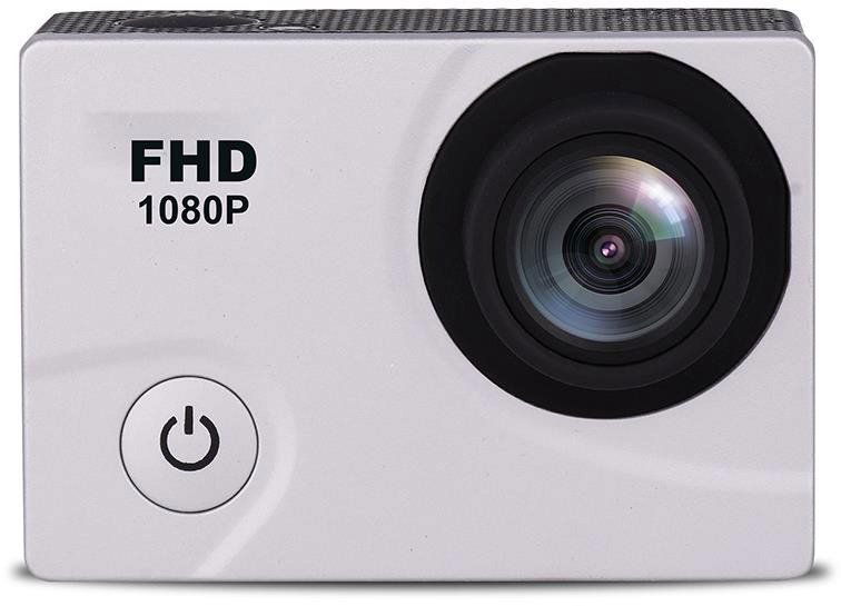 Outdoorová kamera Hurtel Sportovní kamera 1080 P Full HD Wi-Fi 12 Mpx vodotěsná širokoúhlá + příslušenství bílá