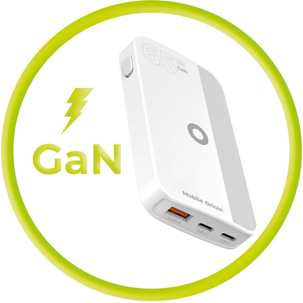 Nabíječka do sítě Mobile Origin 65W GaN III Slim Charger dual USB-C Single USB-A Black