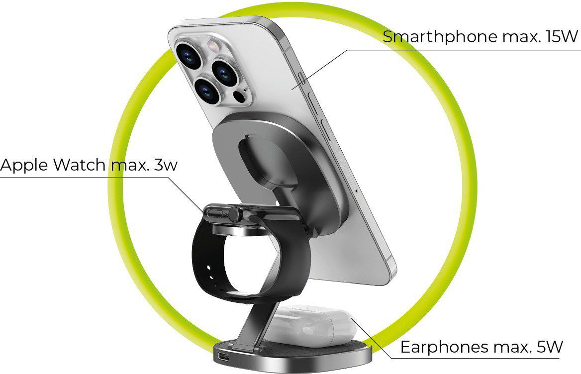 Nabíjecí stojánek Mobile Origin TravelCharge PRO Silver