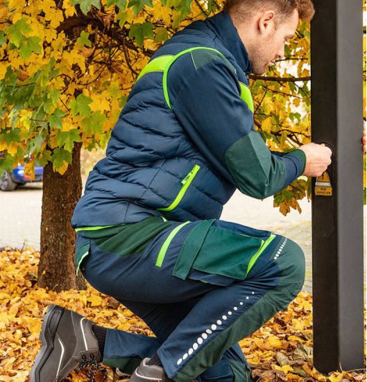 Premium work trousers, blue-green