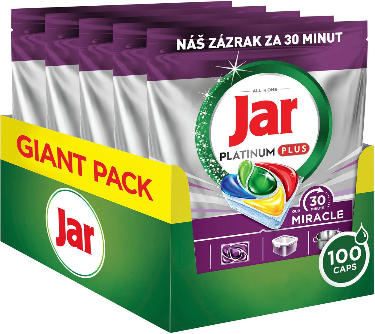 Dishwasher tablets JAR Platinum Plus 30 Minute Miracle 100 pcs