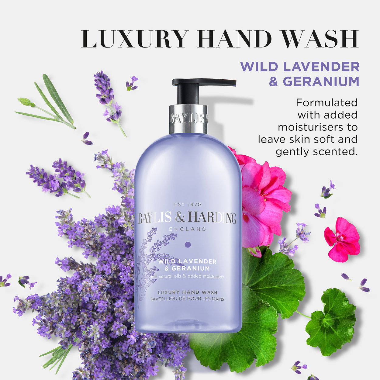 BAYLIS & HARDING Lavender & Geranium liquid hand wash 500ml