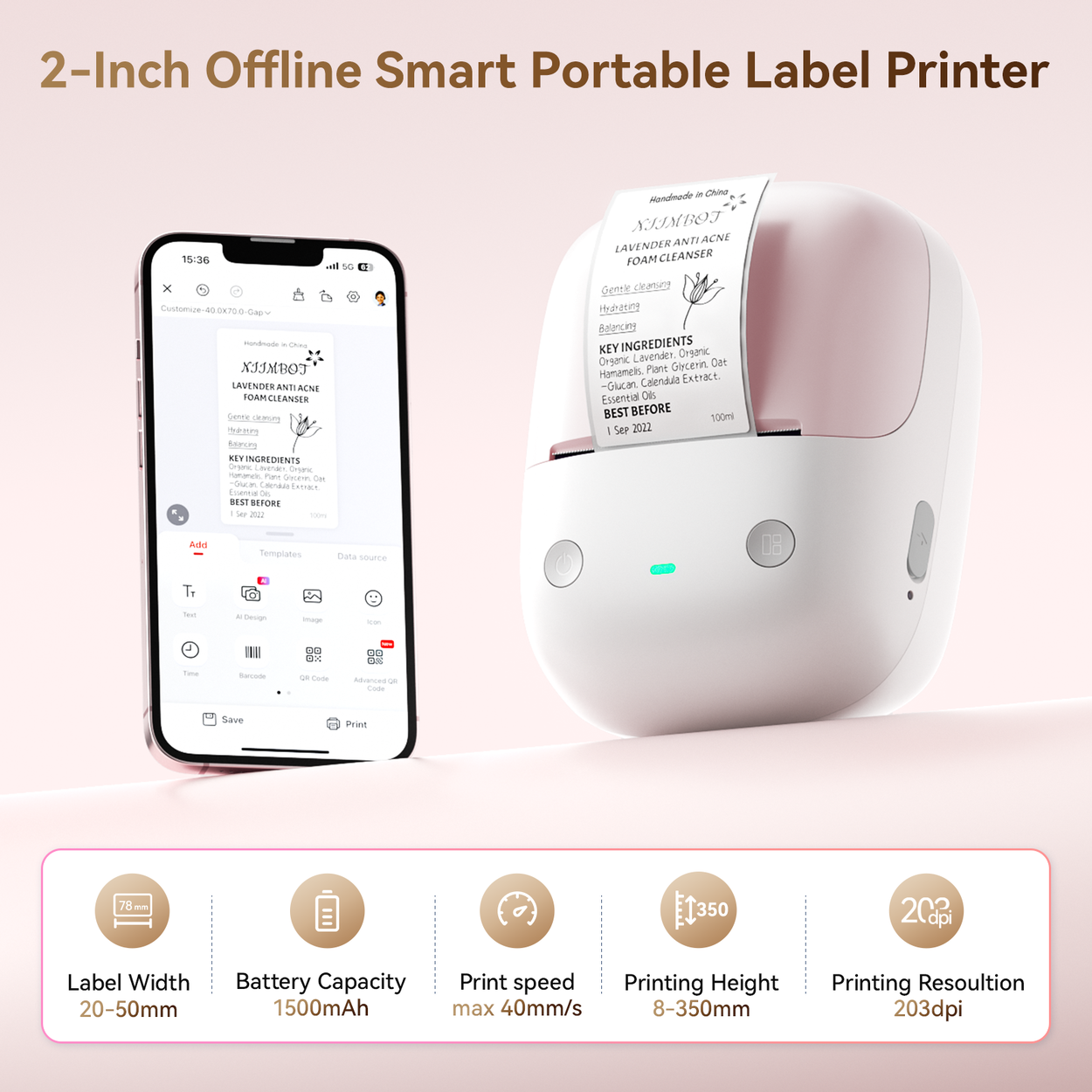 Etikettendrucker Niimbot B2, rosa